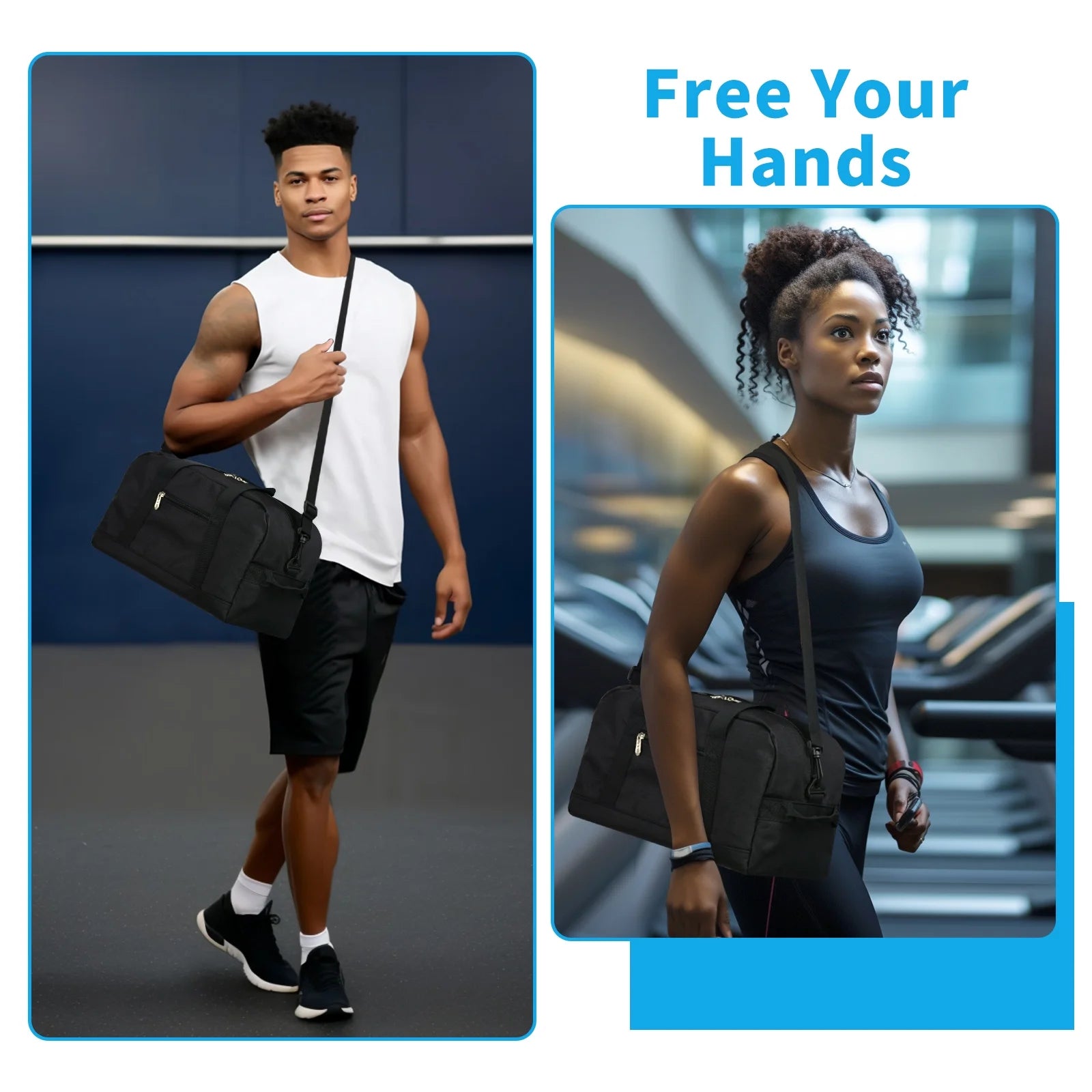 " 14"" Black Mini Duffel Bag for Travel and Gym, Polyester, Durable"