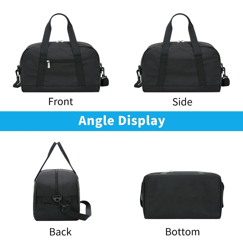 " 14"" Black Mini Duffel Bag for Travel and Gym, Polyester, Durable"