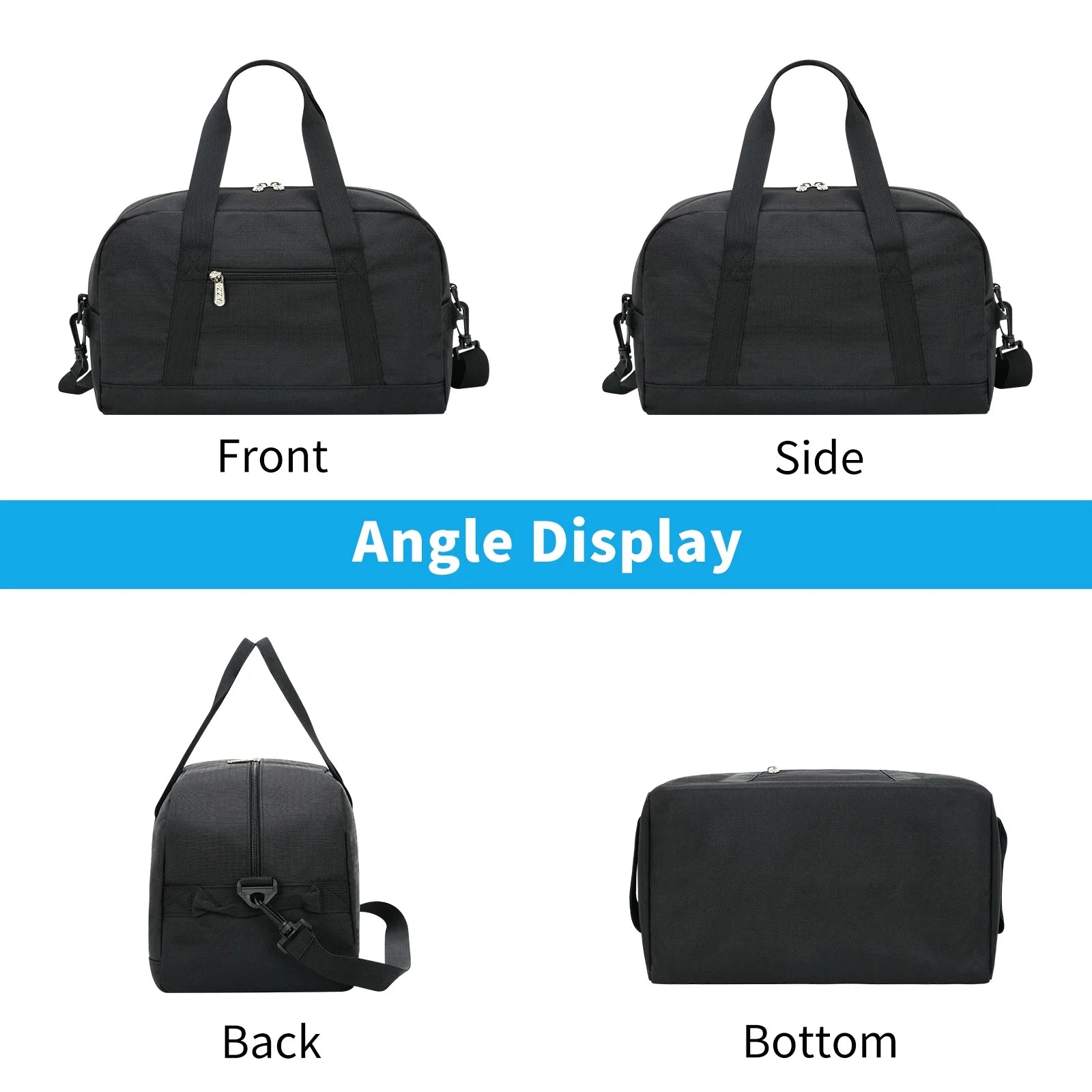 " 14"" Black Mini Duffel Bag for Travel and Gym, Polyester, Durable"